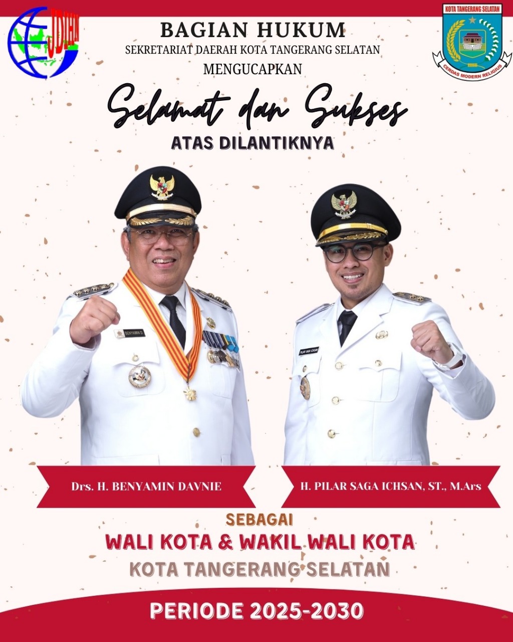 Selamat dan Sukses atas dilantiknya Wali Kota dan Wakil Wali Kota Tangerang Selatan
