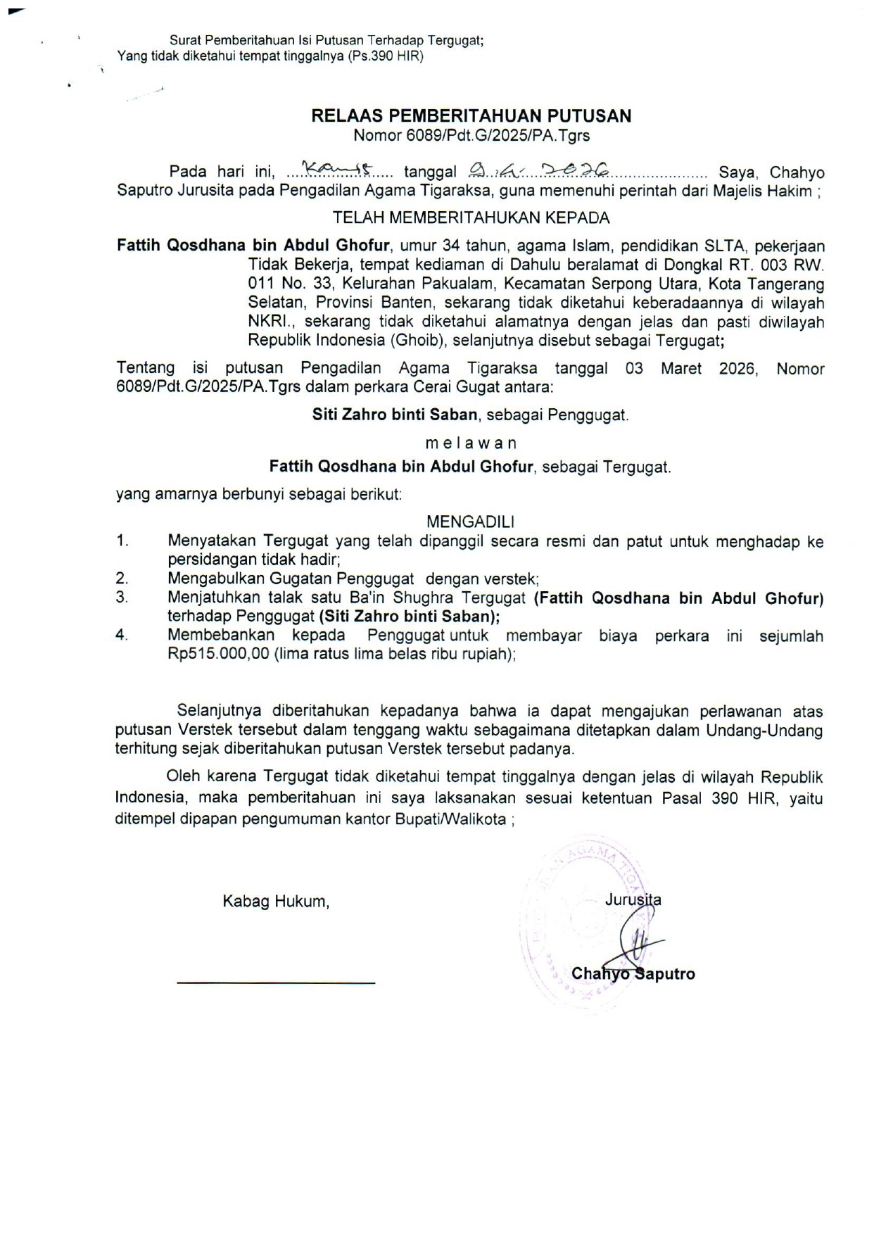 PENGUMUMAN - JDIH KOTA TANGERANG SELATAN